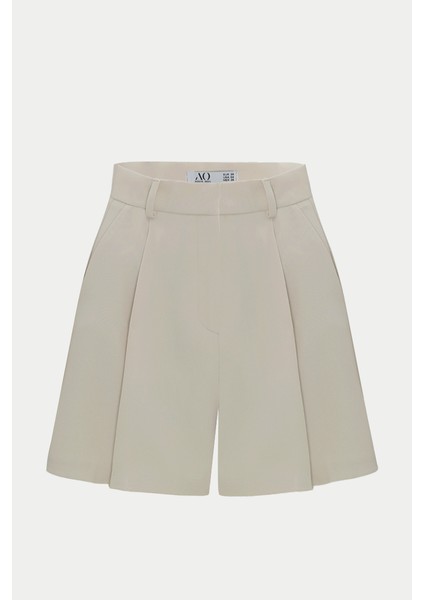 Yüksek Bel Wed Leg Cep Detaylı Midi Boy Şort