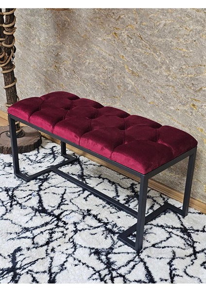 Siyah Boyalı - L - Ayaklı 100 cm x 38 cm Oturak - Bench - Makyaj Taburesi - Makyaj Oturak Bordo Renk 100 x 40 Boyut/ebat modelleri