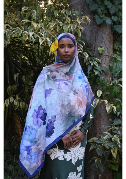 Comfy Flue Desen Şal - Morcivert