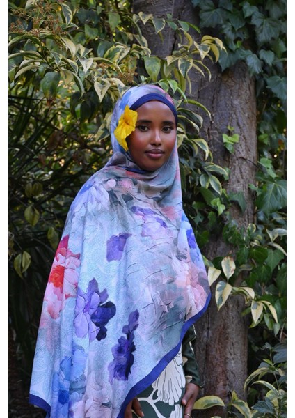 Comfy Flue Desen Şal - Morcivert indirimleri