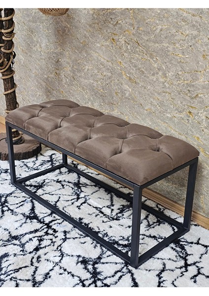 Siyah Boyalı Diktörtgen 100 cm x 40 cm Oturak Puf - Bench - Makyaj Oturağı - Oturak Kahverengi Renk 100 x 40 Boyut/ebat
