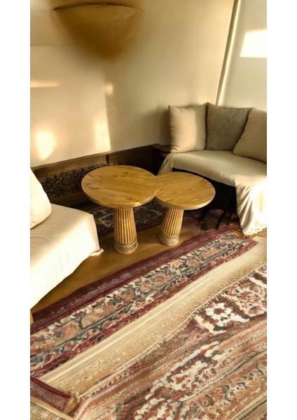 Masif Ahşap Yan Sehpa 2’li Set – Tütün Renk Doğal Zigon Fiskos Sehpa fiyatları