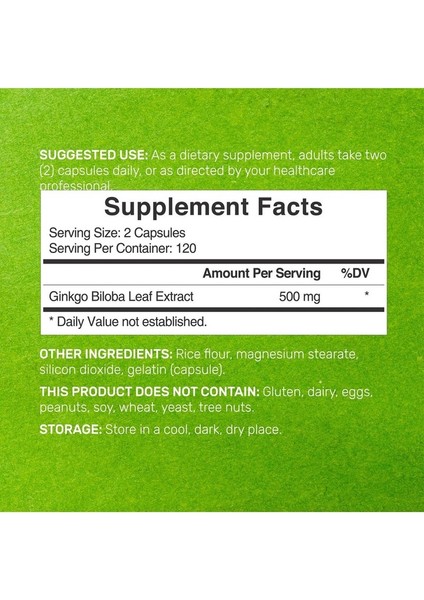 Ginkgo Biloba 500MG Per Serving, 240 Capsules fiyatları