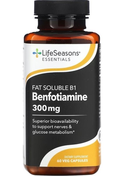 , Fat Soluble B1 Benfotiamine, 300 Mg, 60 Veg Capsules (150 Mg Per Capsule)
