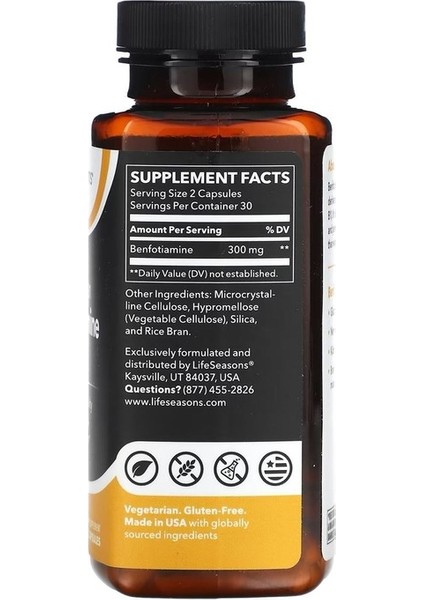 , Fat Soluble B1 Benfotiamine, 300 Mg, 60 Veg Capsules (150 Mg Per Capsule) fiyatları