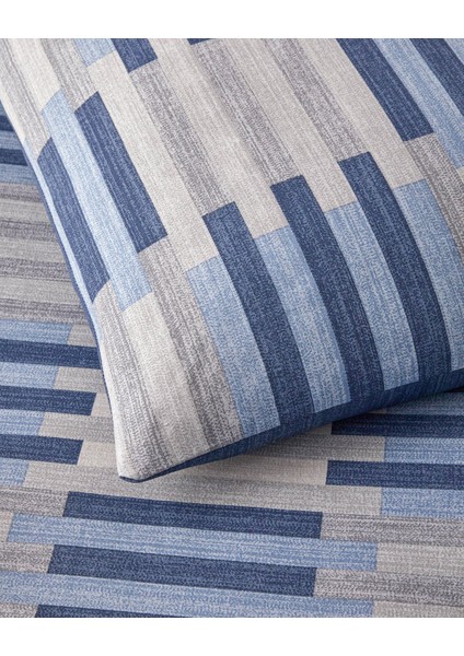 Blockform Kolay Ütülenir Çift Kişilik Nevresim Takımı 200X220 cm Koyu Mavi-Bej fırsatları