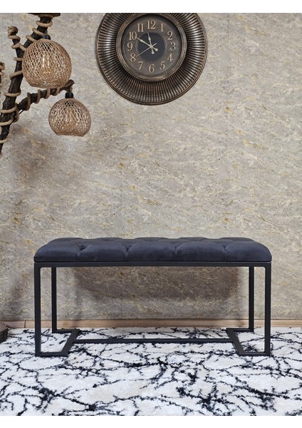 Siyah Boyalı - L - Ayaklı 100 cm x 38 cm Oturak - Bench - Makyaj Taburesi - Makyaj Oturak Füme Renk 100 x 40 Boyut/ebat
