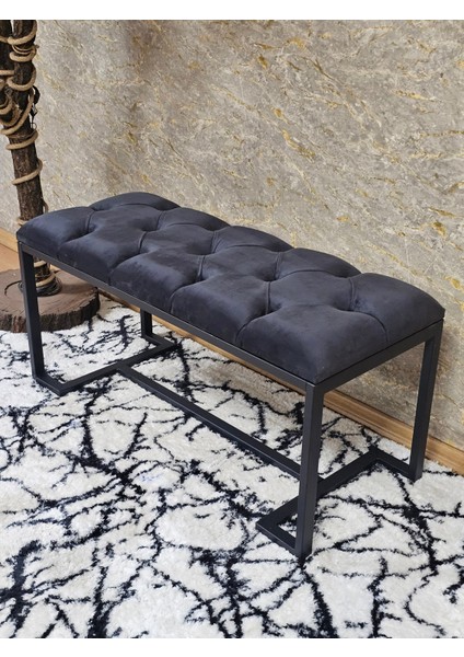 Siyah Boyalı - L - Ayaklı 100 cm x 38 cm Oturak - Bench - Makyaj Taburesi - Makyaj Oturak Füme Renk 100 x 40 Boyut/ebat modelleri