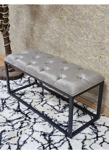 Siyah Boyalı Diktörtgen 100 cm x 40 cm Oturak Puf - Bench - Makyaj Oturağı - Oturak Gri Renk 100 x 40 Boyut/ebat
