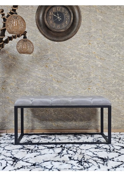 Siyah Boyalı Diktörtgen 100 cm x 40 cm Oturak Puf - Bench - Makyaj Oturağı - Oturak Gri Renk 100 x 40 Boyut/ebat fiyatları