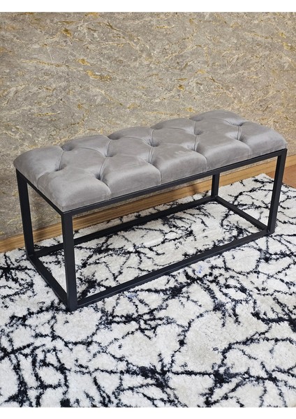 Siyah Boyalı Diktörtgen 100 cm x 40 cm Oturak Puf - Bench - Makyaj Oturağı - Oturak Gri Renk 100 x 40 Boyut/ebat modelleri