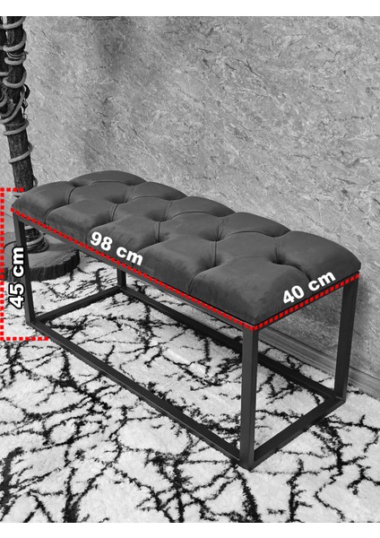 Siyah Boyalı Diktörtgen 100 cm x 40 cm Oturak Puf - Bench - Makyaj Oturağı - Oturak Gri Renk 100 x 40 Boyut/ebat indirimleri