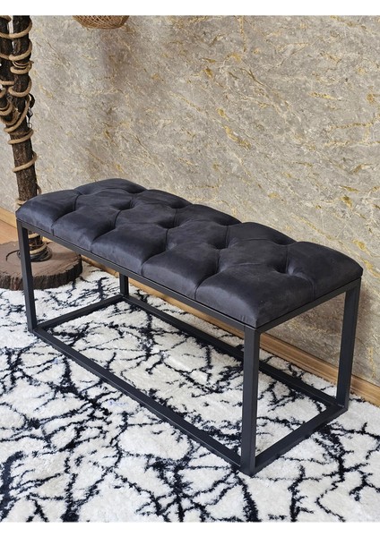 Siyah Boyalı Diktörtgen 100 cm x 40 cm Oturak Puf - Bench - Makyaj Oturağı - Oturak Füme Renk 100 x 40 Boyut/ebat