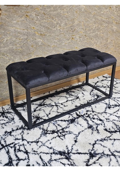 Siyah Boyalı Diktörtgen 100 cm x 40 cm Oturak Puf - Bench - Makyaj Oturağı - Oturak Füme Renk 100 x 40 Boyut/ebat modelleri