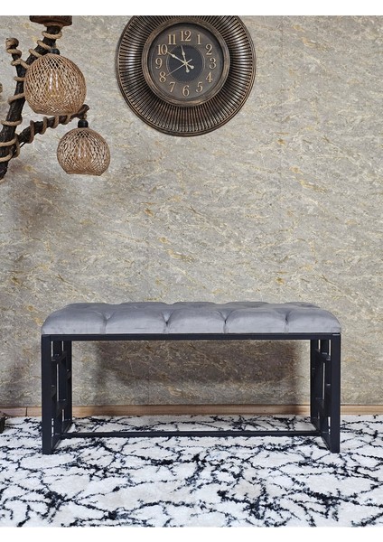 Siyah Boyalı Içi Kareli Diktörtgen 100 cm x 40 cm Oturak Puf - Bench - Makyaj Oturağı - Oturak Gri Renk 100 x 40 Boyut/ebat fiyatları