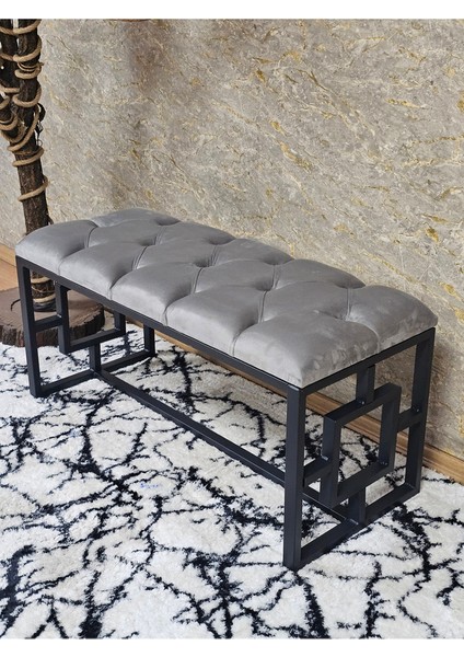 Siyah Boyalı Içi Kareli Diktörtgen 100 cm x 40 cm Oturak Puf - Bench - Makyaj Oturağı - Oturak Gri Renk 100 x 40 Boyut/ebat modelleri