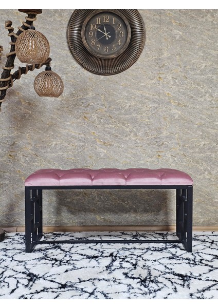 Siyah Boyalı Içi Kareli Diktörtgen 100 cm x 40 cm Oturak Puf - Bench - Makyaj Oturağı - Oturak Pembe Renk 100 x 40 Boyut/ebat fiyatları
