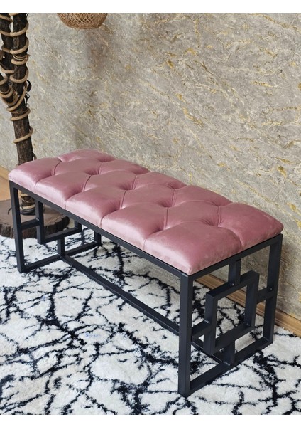 Siyah Boyalı Içi Kareli Diktörtgen 100 cm x 40 cm Oturak Puf - Bench - Makyaj Oturağı - Oturak Pembe Renk 100 x 40 Boyut/ebat modelleri