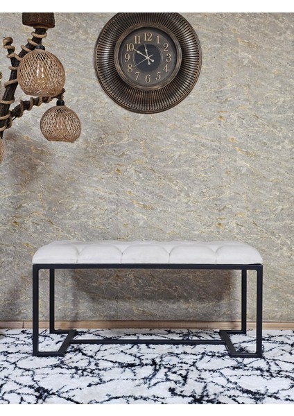 Siyah Boyalı - L - Ayaklı 100 cm x 38 cm Oturak - Bench - Makyaj Taburesi - Makyaj Oturak Krem Renk 100 x 40 Boyut/ebat