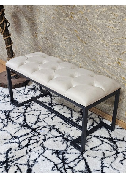 Siyah Boyalı - L - Ayaklı 100 cm x 38 cm Oturak - Bench - Makyaj Taburesi - Makyaj Oturak Krem Renk 100 x 40 Boyut/ebat modelleri