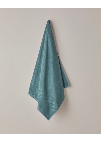 Border Check Pamuk Banyo Havlusu 70X140 cm Petrol