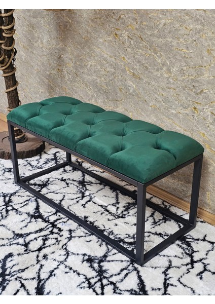 Siyah Boyalı Diktörtgen 100 cm x 40 cm Oturak Puf - Bench - Makyaj Oturağı - Oturak Yeşil Renk 100 x 40 Boyut/ebat
