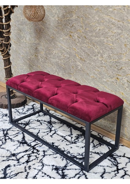 Siyah Boyalı Diktörtgen 100 cm x 40 cm Oturak Puf - Bench - Makyaj Oturağı - Oturak Bordo Renk 100 x 40 Boyut/ebat