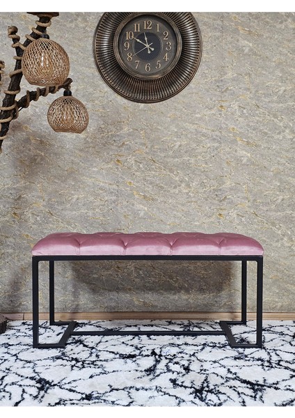 Siyah Boyalı - L - Ayaklı 100 cm x 38 cm Oturak - Bench - Makyaj Taburesi - Makyaj Oturak Pembe Renk 100 x 40 Boyut/ebat