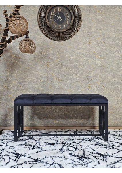 Siyah Boyalı Içi Kareli Diktörtgen 100 cm x 40 cm Oturak Puf - Bench - Makyaj Oturağı - Oturak Füme Renk 100 x 40 Boyut/ebat fiyatları
