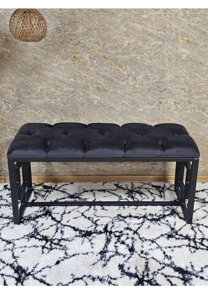 Siyah Boyalı Içi Kareli Diktörtgen 100 cm x 40 cm Oturak Puf - Bench - Makyaj Oturağı - Oturak Füme Renk 100 x 40 Boyut/ebat fırsatları