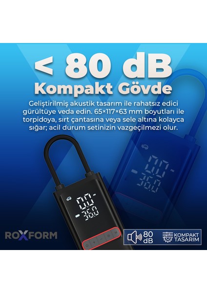 Car Air Pump – 80W Güçlü Taşınabilir Araç Lastik Şişirme Pompası | 4.000 Mah Batarya, 150 Psı