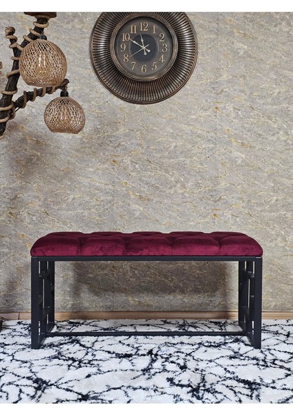Siyah Boyalı Içi Kareli Diktörtgen 100 cm x 40 cm Oturak Puf - Bench - Makyaj Oturağı - Oturak Bordo Renk 100 x 40 Boyut/ebat fiyatları