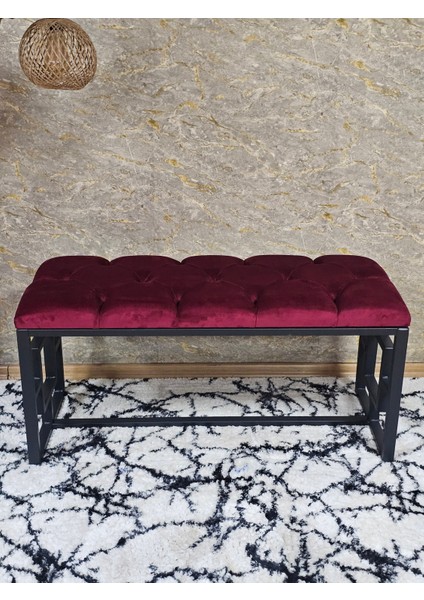 Siyah Boyalı Içi Kareli Diktörtgen 100 cm x 40 cm Oturak Puf - Bench - Makyaj Oturağı - Oturak Bordo Renk 100 x 40 Boyut/ebat fırsatları