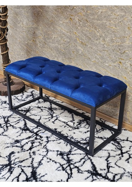 Siyah Boyalı Diktörtgen 100 cm x 40 cm Oturak Puf - Bench - Makyaj Oturağı - Oturak Mavi Renk 100 x 40 Boyut/ebat