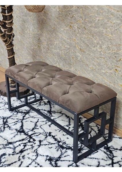 Siyah Boyalı Içi Kareli Diktörtgen 100 cm x 40 cm Oturak Puf - Bench - Makyaj Oturağı - Oturak Kahverengi Renk 100 x 40 Boyut/ebat modelleri