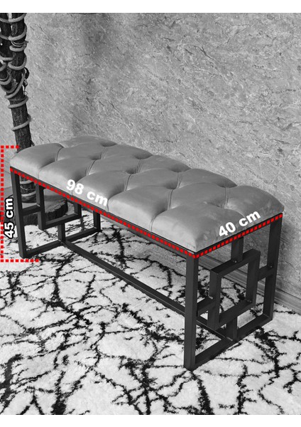 Siyah Boyalı Içi Kareli Diktörtgen 100 cm x 40 cm Oturak Puf - Bench - Makyaj Oturağı - Oturak Kahverengi Renk 100 x 40 Boyut/ebat indirimleri