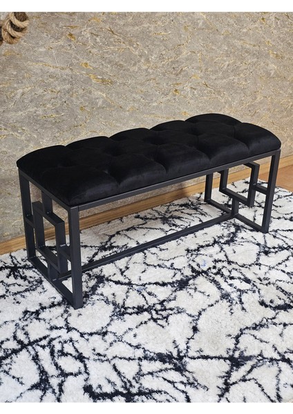 Siyah Boyalı Içi Kareli Diktörtgen 100 cm x 40 cm Oturak Puf - Bench - Makyaj Oturağı - Oturak Siyah Renk 100 x 40 Boyut/ebat