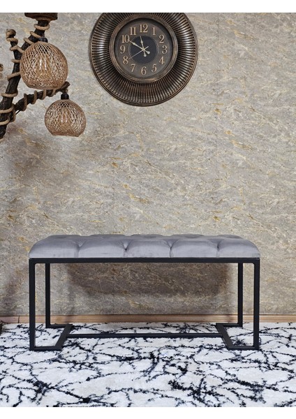 Siyah Boyalı - L - Ayaklı 100 cm x 38 cm Oturak - Bench - Makyaj Taburesi - Makyaj Oturak Gri Renk 100 x 40 Boyut/ebat