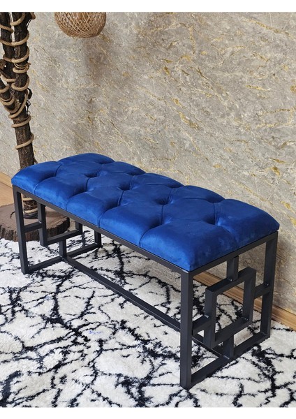 Siyah Boyalı Içi Kareli Diktörtgen 100 cm x 40 cm Oturak Puf - Bench - Makyaj Oturağı - Oturak Mavi Renk 100 x 40 Boyut/ebat modelleri