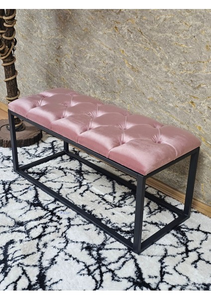 Siyah Boyalı Diktörtgen 100 cm x 40 cm Oturak Puf - Bench - Makyaj Oturağı - Oturak Pembe Renk 100 x 40 Boyut/ebat