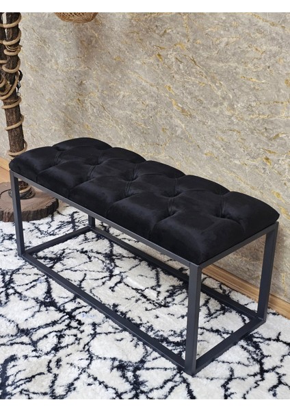 Siyah Boyalı Diktörtgen 100 cm x 40 cm Oturak Puf - Bench - Makyaj Oturağı - Oturak Siyah Renk 100 x 40 Boyut/ebat
