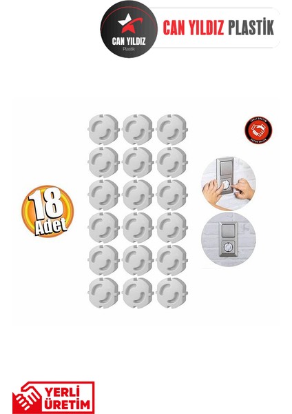 Priz Kapağı, Bebek ve Çocuk Güvenlik Koruma Piriz Kapatıcı, Priz Koruyucu - 18 Adet