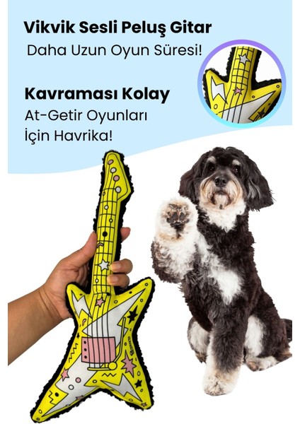Köpek Peluş Oyuncak Seti Vikvikli Gitar ve Peluş Radyo Köpekler Için Eğlenceli Aktivite Oyuncakları indirimleri