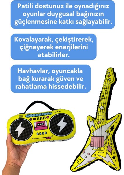 Köpek Peluş Oyuncak Seti Vikvikli Gitar ve Peluş Radyo Köpekler Için Eğlenceli Aktivite Oyuncakları