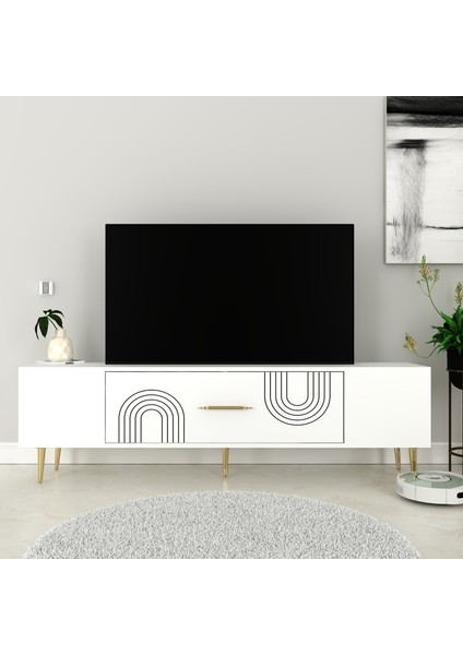 DEKOL2DD Tv Sehpası Beyaz-Altın