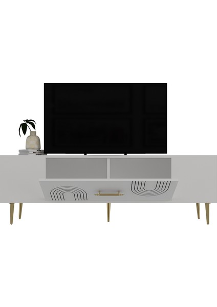 DEKOL2DD Tv Sehpası Beyaz-Altın fırsatları