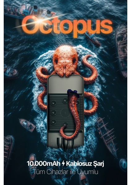 Snap Octopus 10.000 Mah Wireless Şarjlı Standlı Vantuzlu Dahili 3 In 1 Kablolu Kablosuz Hızlı Şarj fiyatları