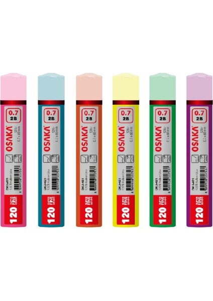 2b 60 mm 0.7 Kalem Ucu 720 Adet Kalem Ucu ( 6 Tüp 120 Li ) Neon Renkler