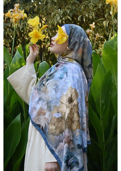 Comfy Flue Desen Şal - Mavi