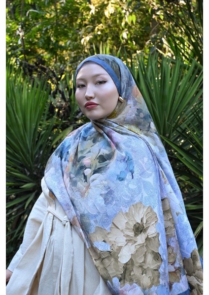 Comfy Flue Desen Şal - Mavi modelleri